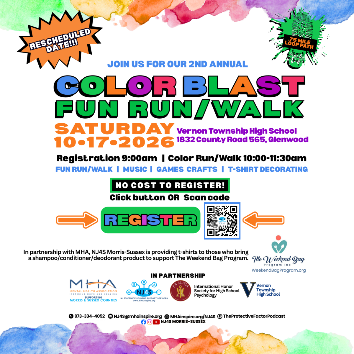 NJ4S Morris-Sussex Color Blast Fun Run/Walk 10/17/2026