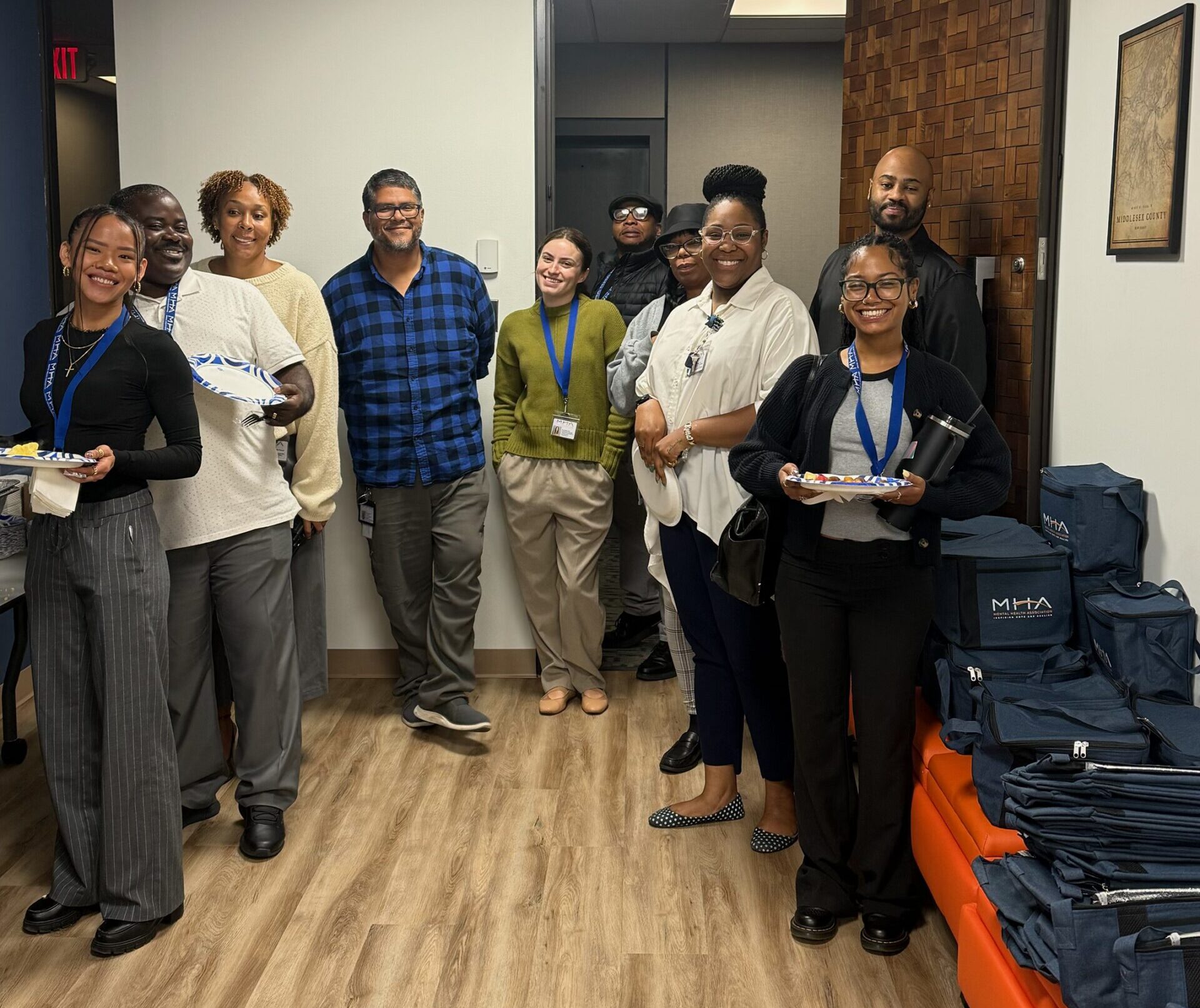 West Orange staff posing for a photo at employee appreciation breakfast