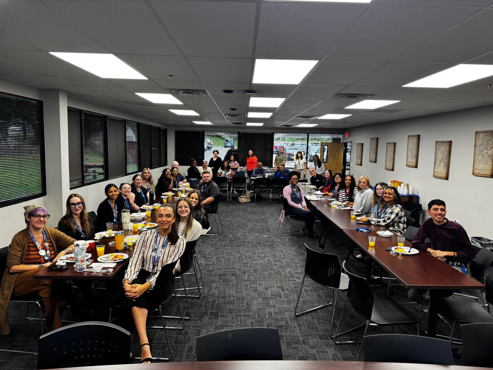 Morristown and Parsippany staff posing for a photo at employee appreciation breakfast